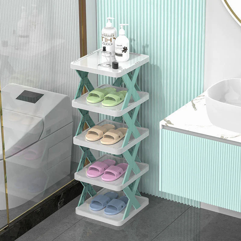 EASY-ASSEMBLED PLASTIC 5 TIER SHELF CABINET FURNITURE STACKABLE SHOE RACKS