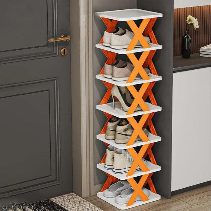 EASY-ASSEMBLED PLASTIC 5 TIER SHELF CABINET FURNITURE STACKABLE SHOE RACKS