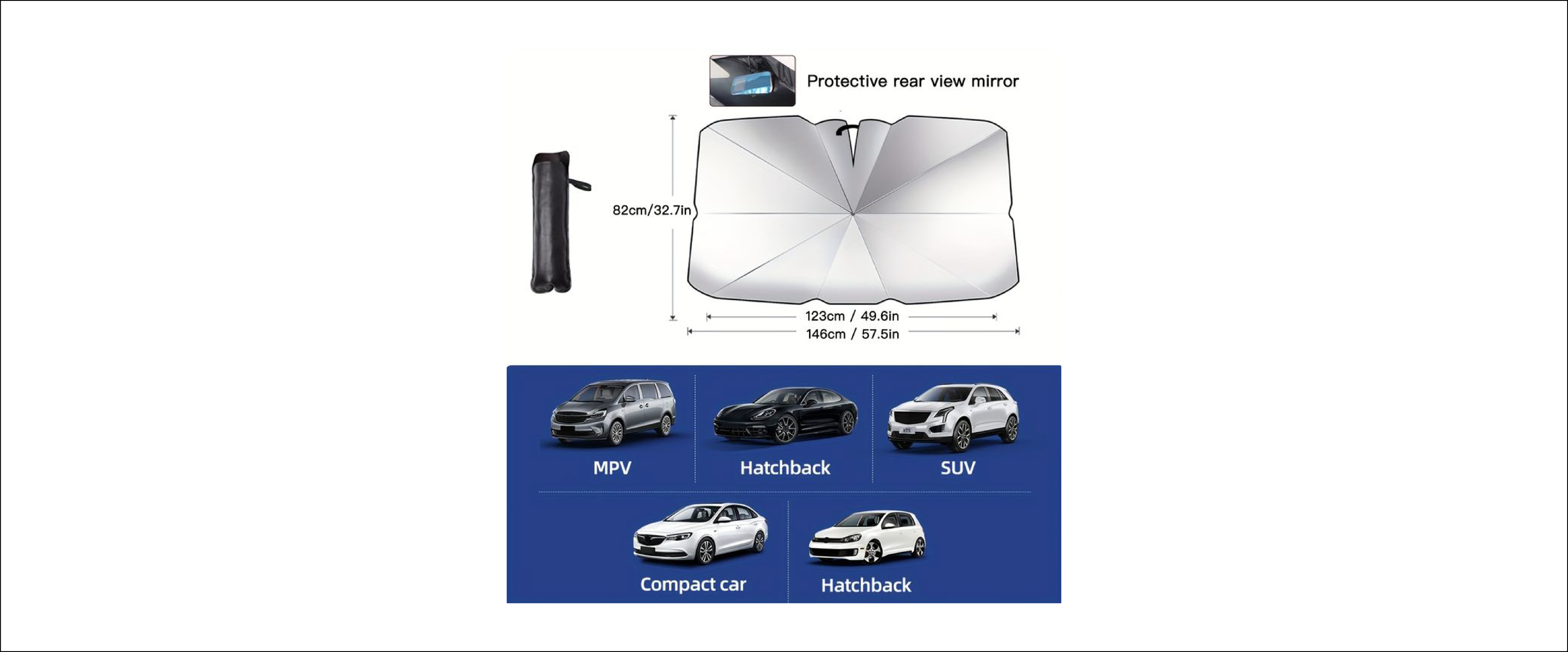 Portable UV-Blocking Windshield Sunshade Umbrella