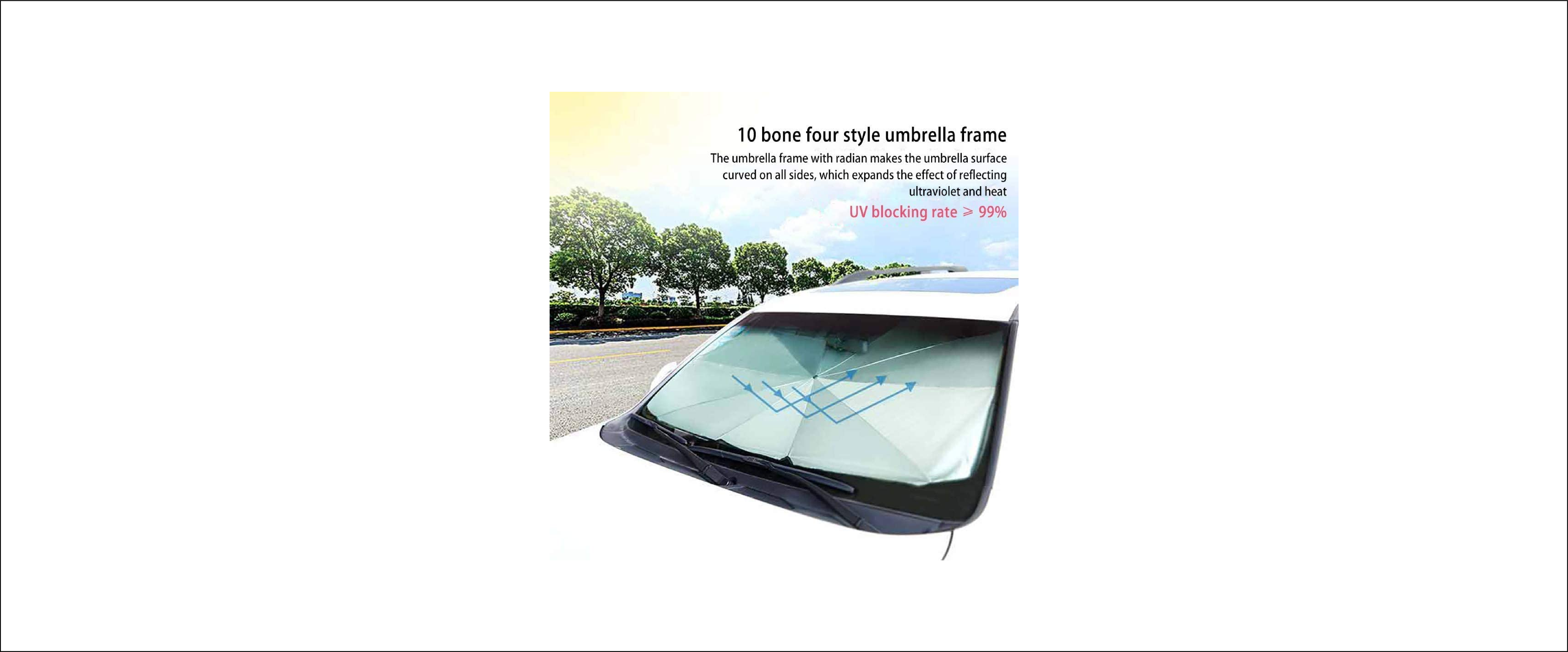 Portable UV-Blocking Windshield Sunshade Umbrella